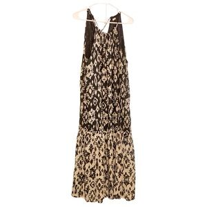 SUNDAY UP Elegant Black and Cream Patterned Maxi Dress